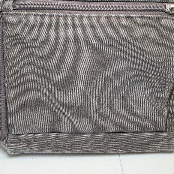 Travelon Gray Canvas Crossbody Security Purse Multi Pocket Durable Travel Bag - Picture 5 of 16
